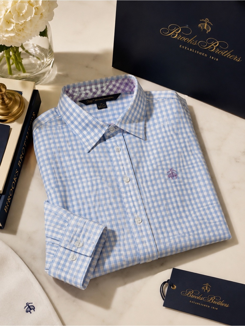 Brooks Brothers Girls Gingham Button Front Shirt Size 14 BNWOT